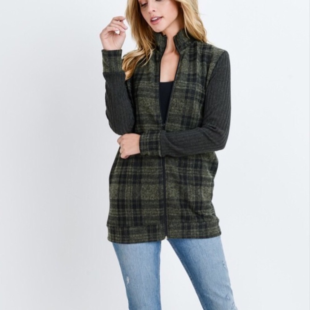 🔥Plaid Open Zipper Jacket - Picture 1 of 8